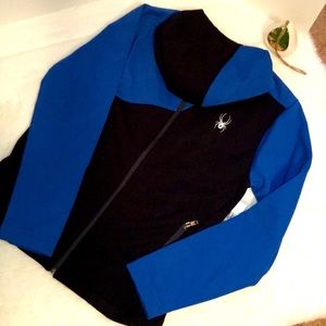 🔵🕷SPYDER®Black& Blue fleece hooded jacket🕷🔵